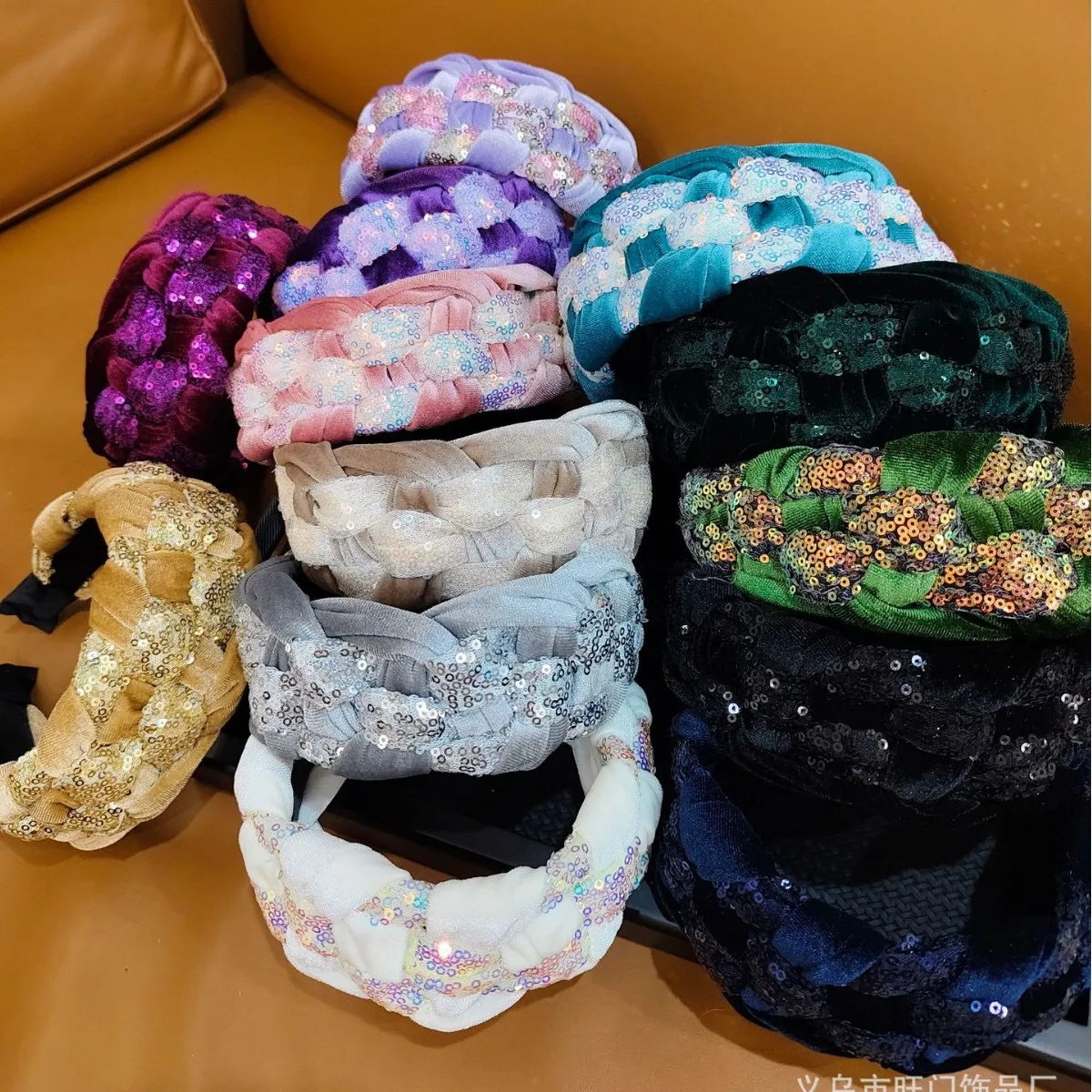 

European and American Fashion Retro Two-tone Contrast Color Braided Wide Headband Hair Accessory