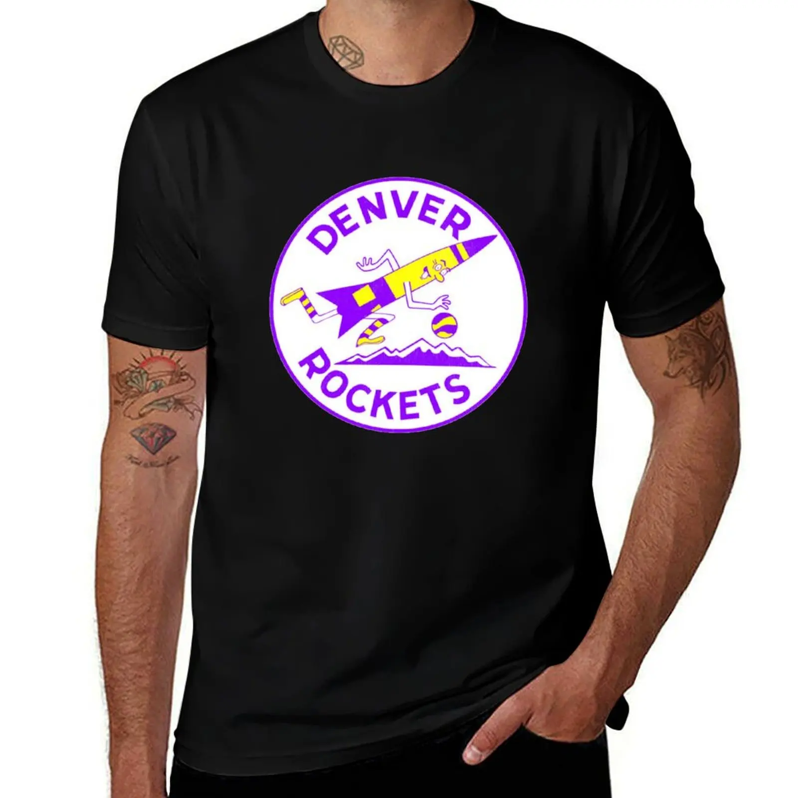 Denver Rockets Vintage Logo T-Shirt Standard Fit Solid Tee Shirt T-Shirt