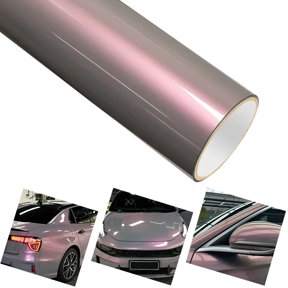 Car Vinyl Film PET Magic Pearl Gray & Red Auto Wrap Decal Sticker With Air Release Motorcycle Car Body Exterior Decoration Film