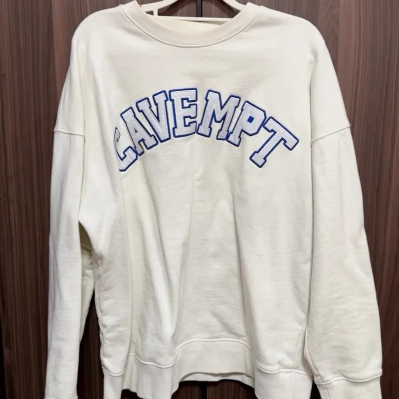 Men Women Streetwear CAVEMPT Sweatshirt Heavy Duty Fleece Cotton Patch Embroidered Letter Slogan Round Neck Pullover CE Hoody