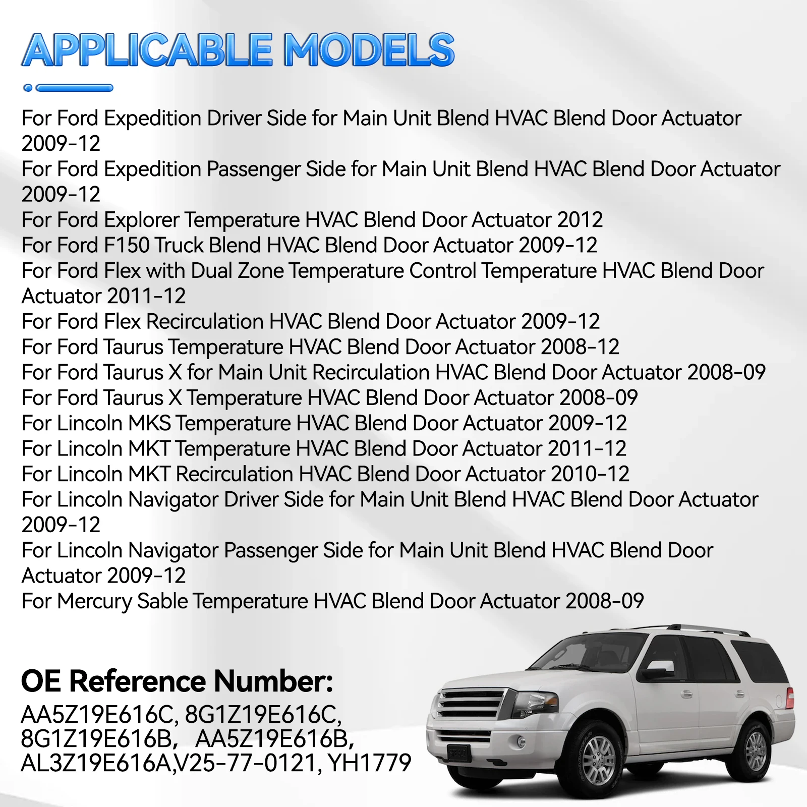 Привод двери смесителя HVAC для Ford Explorer Flex Taurus Lincoln MKS MKT 2008-2018 AA5Z19E616C AA5Z-19E616-C AL3Z19E616A