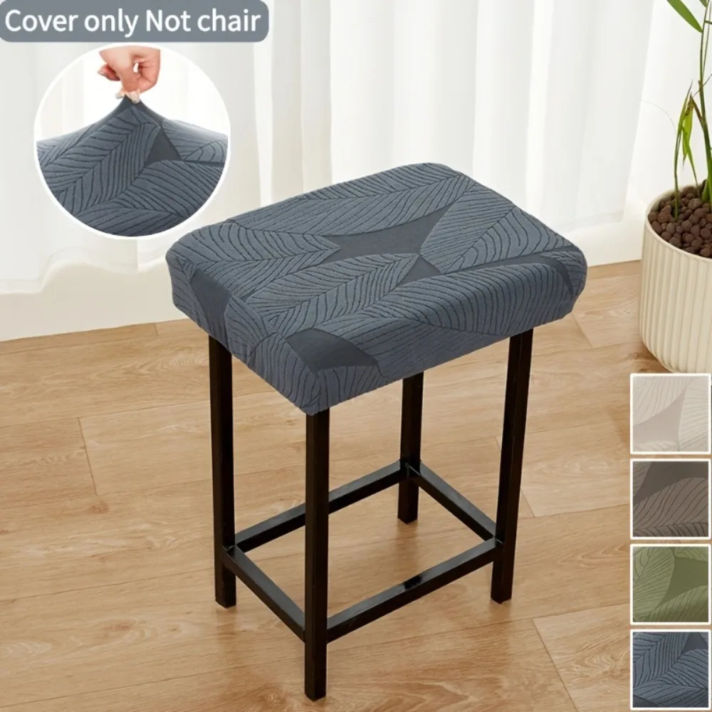 Jacquard Velvet Vanity Stool Cover Rectangular Shape Stretchy Fabric Saddle Stool Slipcover Dust Proof Washable Design