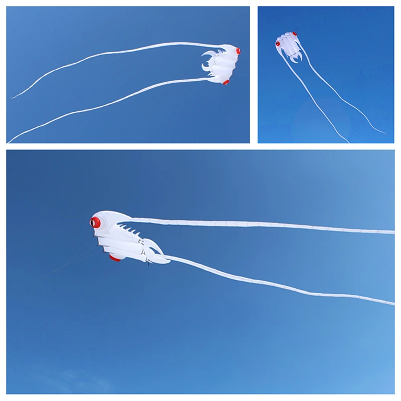 Weißer Trilobites-Drachen fliegend für Erwachsene, Drachen, Nylon, weiche Drachenrolle, aufblasbare Drachen, Spielzeug, professioneller Fallschirm, Windsurfen, Koi
