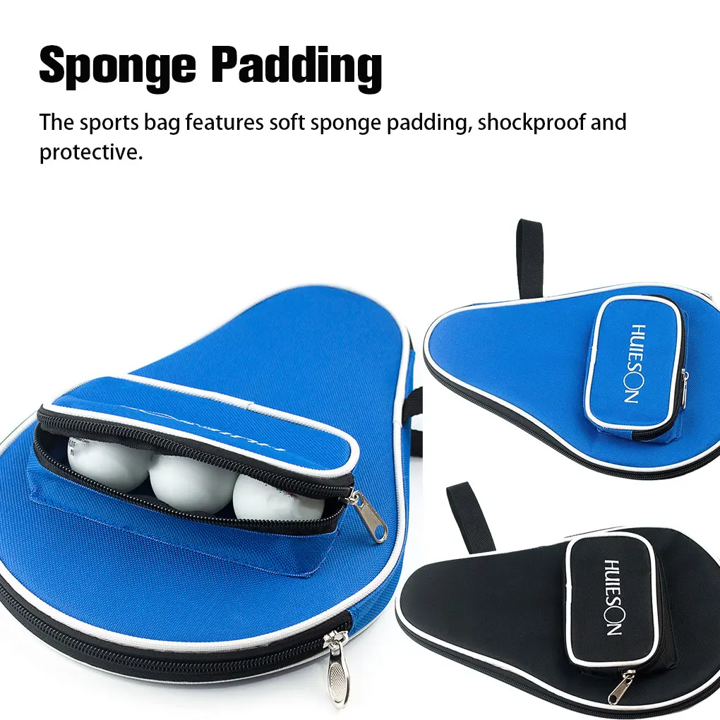 Single Table Tennis Racket Bat Bag Black/blue Oxford Cloth Sponge Ping Pong Rackets Case For Blade Paddle Balls Storage