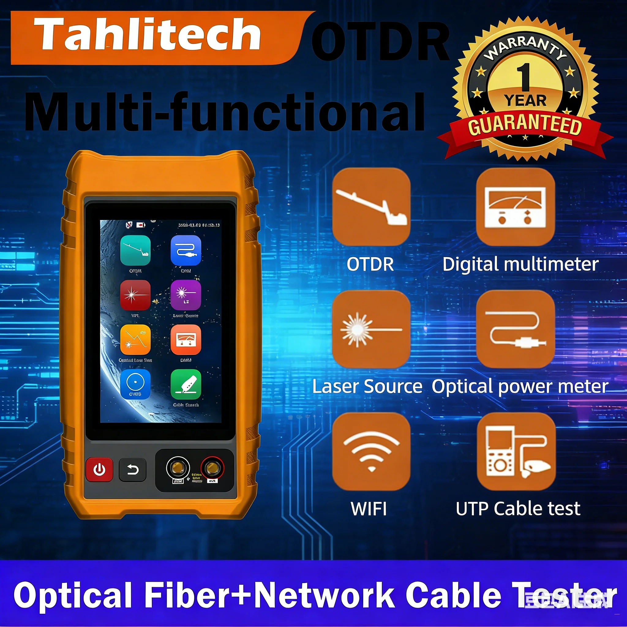 

4Inch OTDR Tester Fibre Optic and Network Cable Testing Tool Fiber Optic Reflectometer Touch Screen