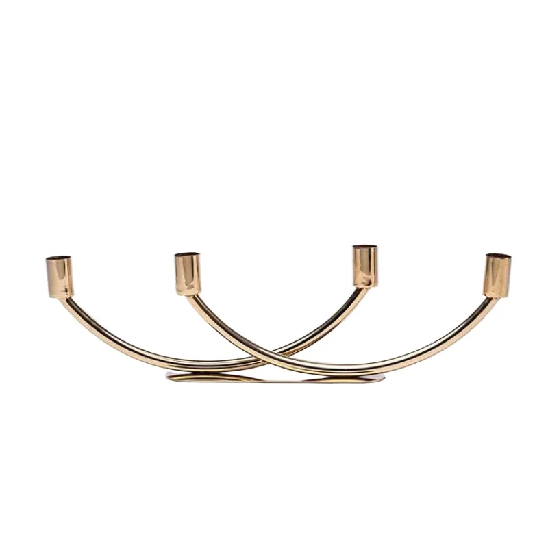 Modern light luxury special-shaped geometric line, wrought iron creative decorative candlestick ornament