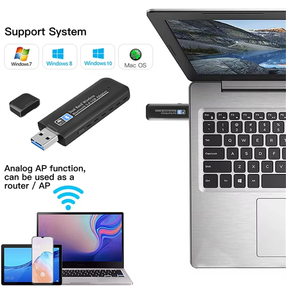 1300Mbps USB WiFi Adapter 2.4G 5G Wireless Network Card Bluetooth 5.0  Adapter USB 3.0 WiFi Gigabit Ethernet Receiver for Laptop