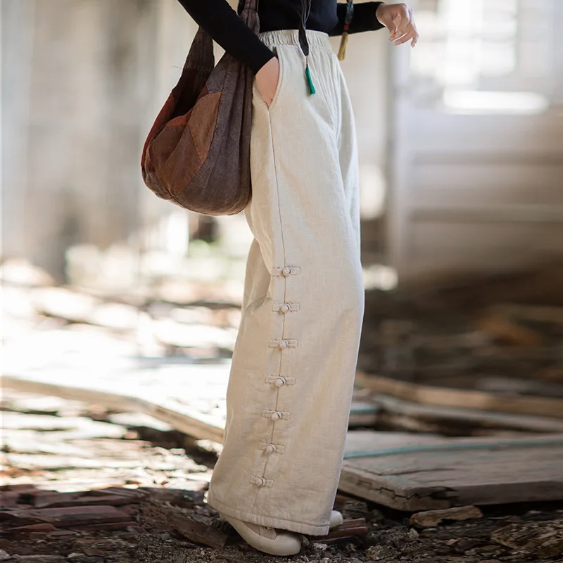 بنطال مبطن من الكتان الشتوي لعام 2025: تصميم أصلي، متعدد الاستخدامات ومقاس الساق المستقيمة #1