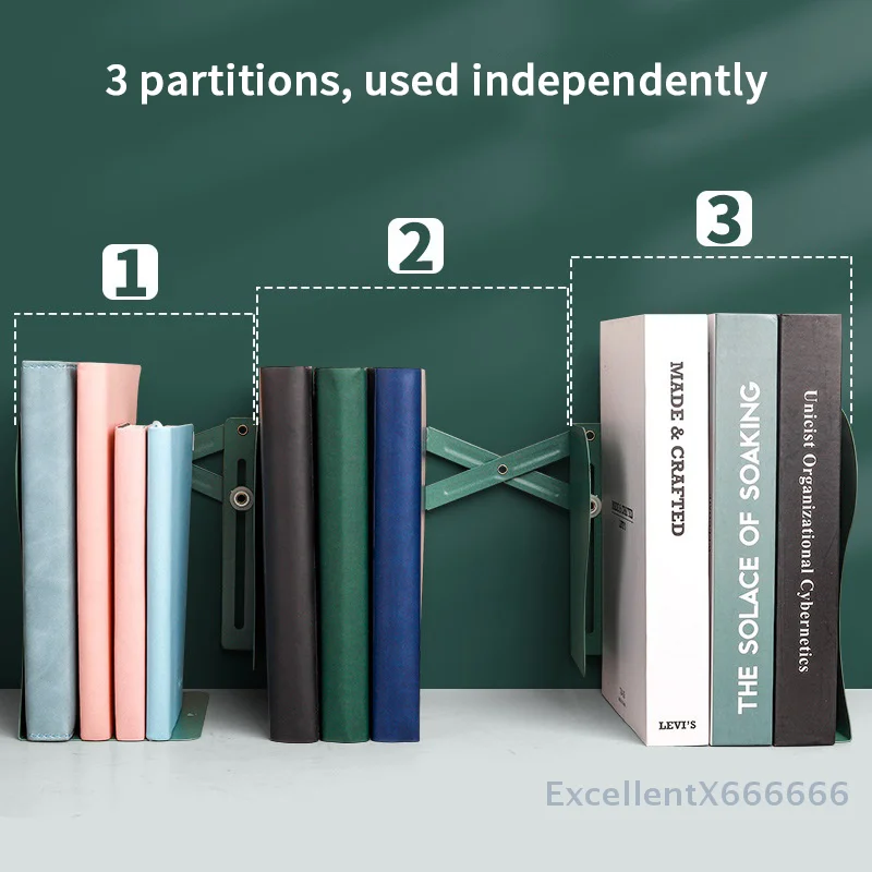 Artistic Iron Desktop Bookend Adjustable Non-Slip Stand for School Office Supply