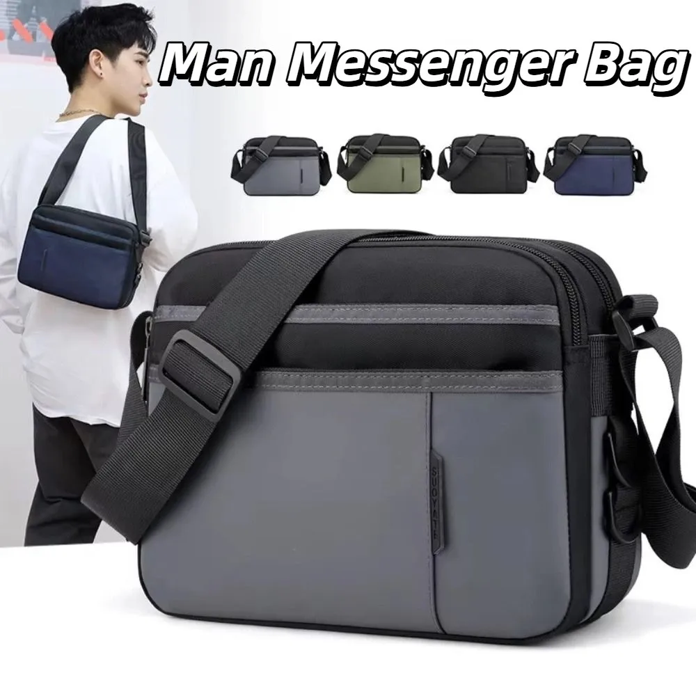 

Single Shoulder Men's Shoulder Bag Fabric Large Capacity Man Messenger Bag Multi-Pockets Square Nylon Crossbody Bag Travel