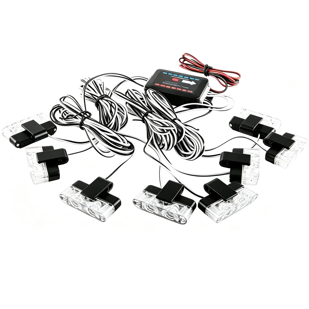 2 LED Car Grille Clip Strobe Lights Amber Yellow LED Flash Warning Lamp 12V Vehicle Bumper Grille Light Accessories