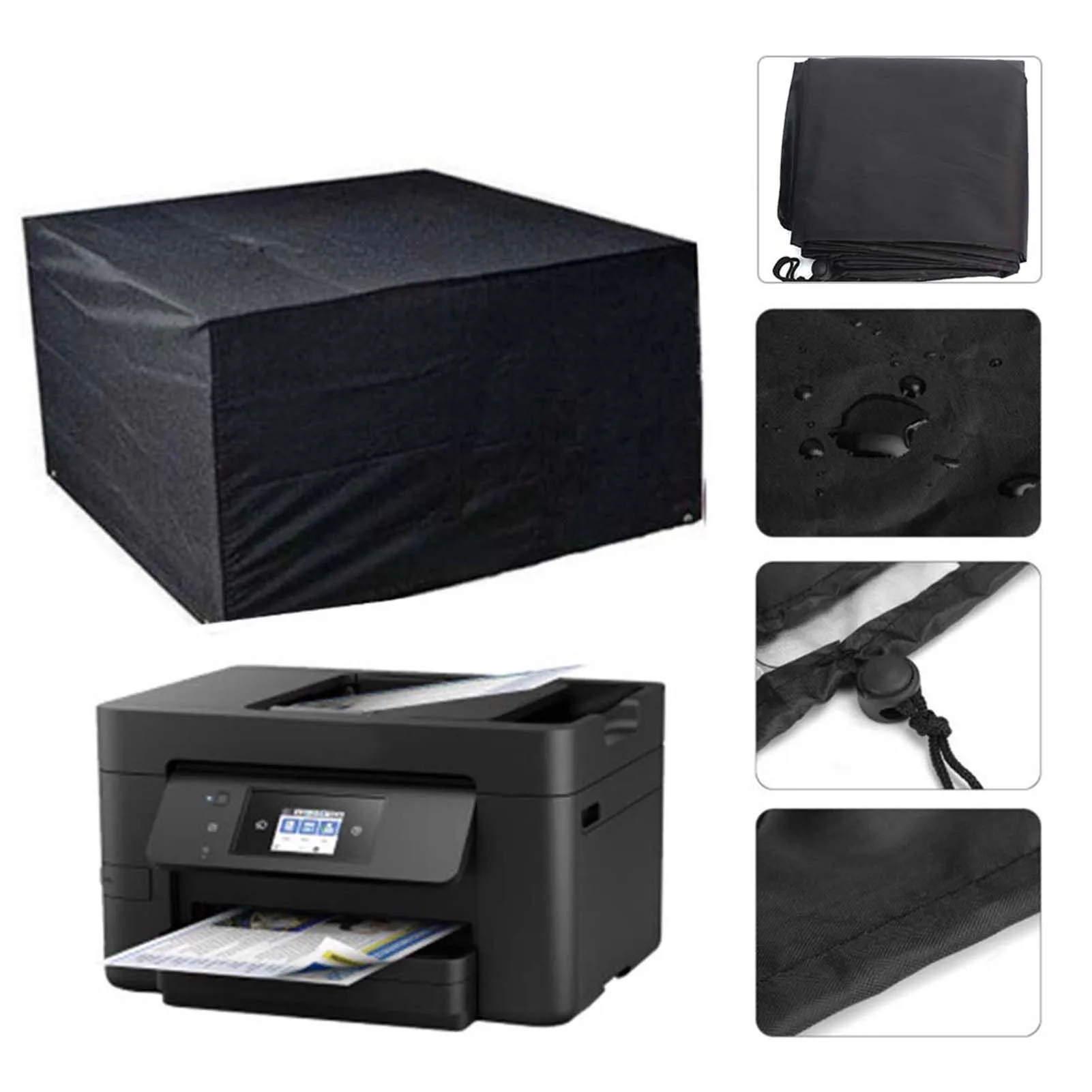 Printer Protective Cover Anti Static Water Proof Black Nylon Printer Dust Cover Drawstring Design Dust Protection Cover Case 2 S