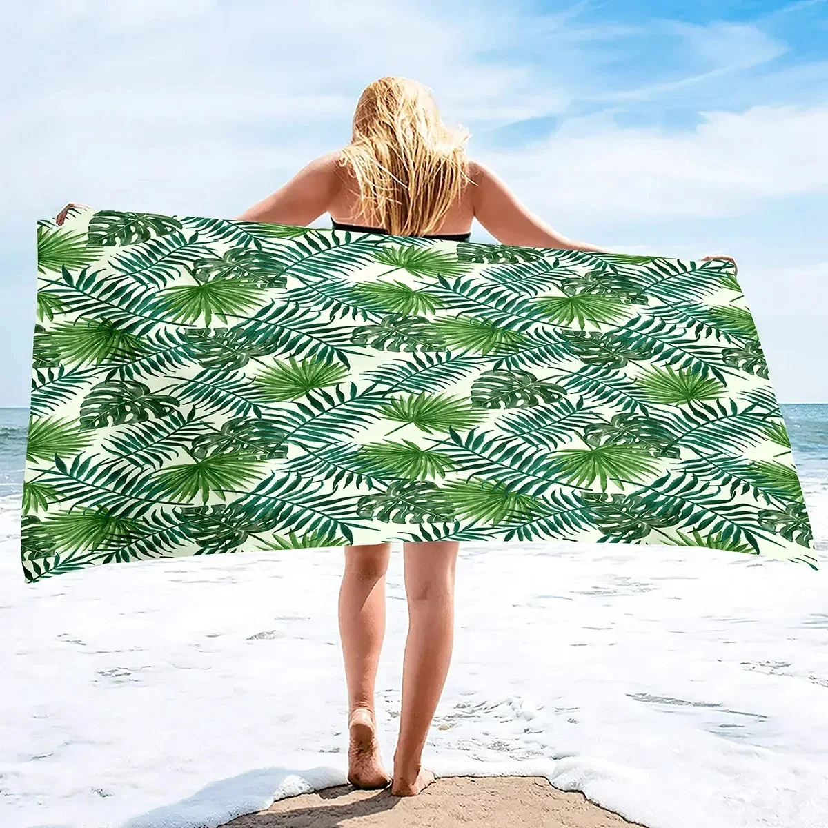 Palm Leaf Beach Towels Soft Microfiber Lightweight Sport Pool Towels Palm Leaves Bath Towel Sandless Quick Dry Swimming Cover