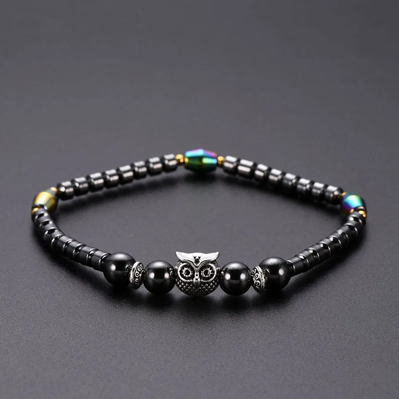Owl Magnetic Stone Ankle Chains Relieve Fatigue Weight Loss Magnet Anklets Natural Stones Health Jewelry