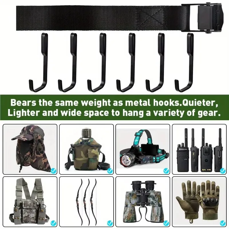 webbing tree rack equipment hanger, used to hang hunting equipment bow bag tree saddle binoculars multi hook accessories bracket