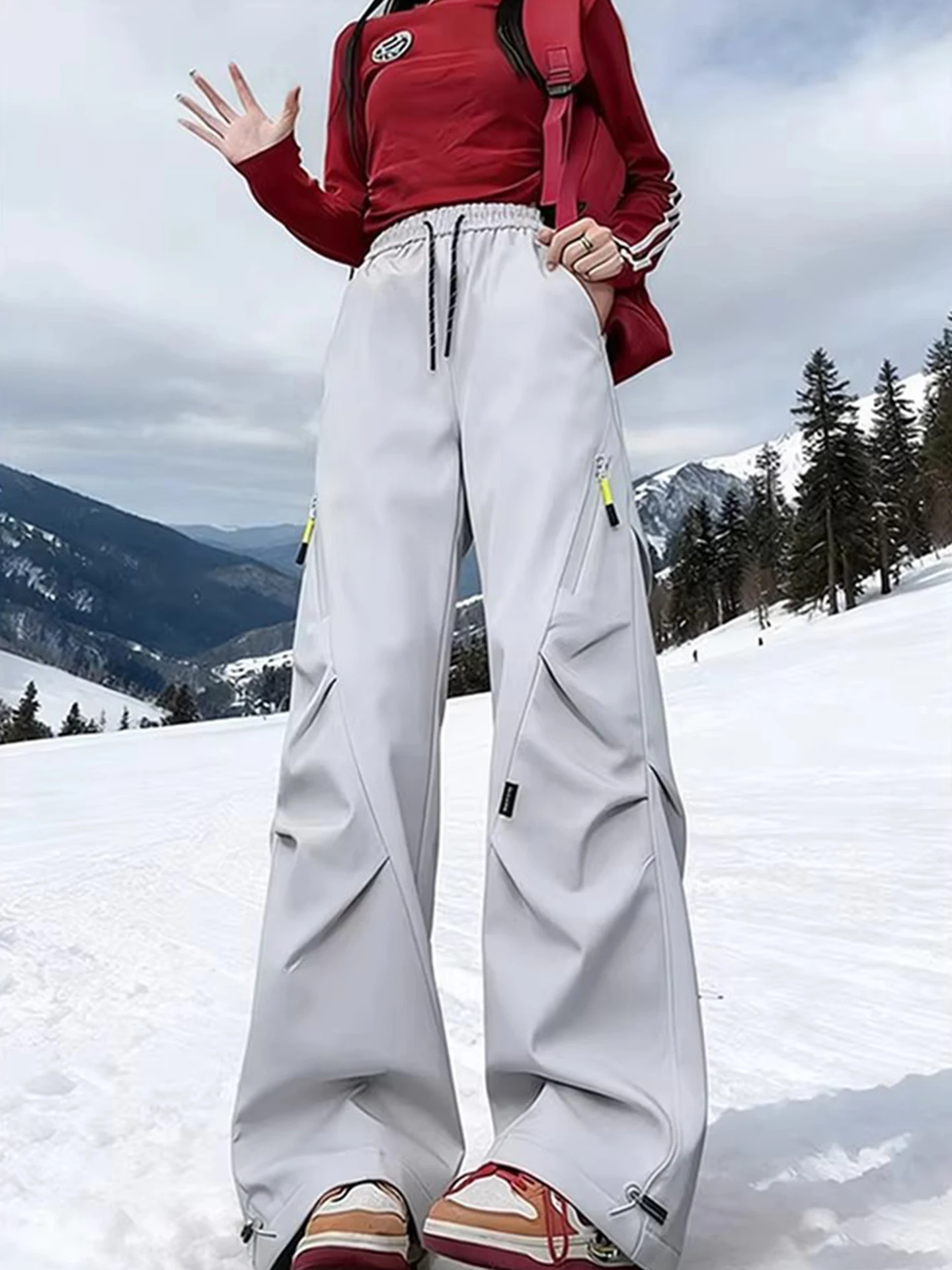 女性用 Thiened Fce 裏地付きスキーパンツ 防寒 防風 防水 ハイキングパンツ カジュアル ストレートレッグパンツ