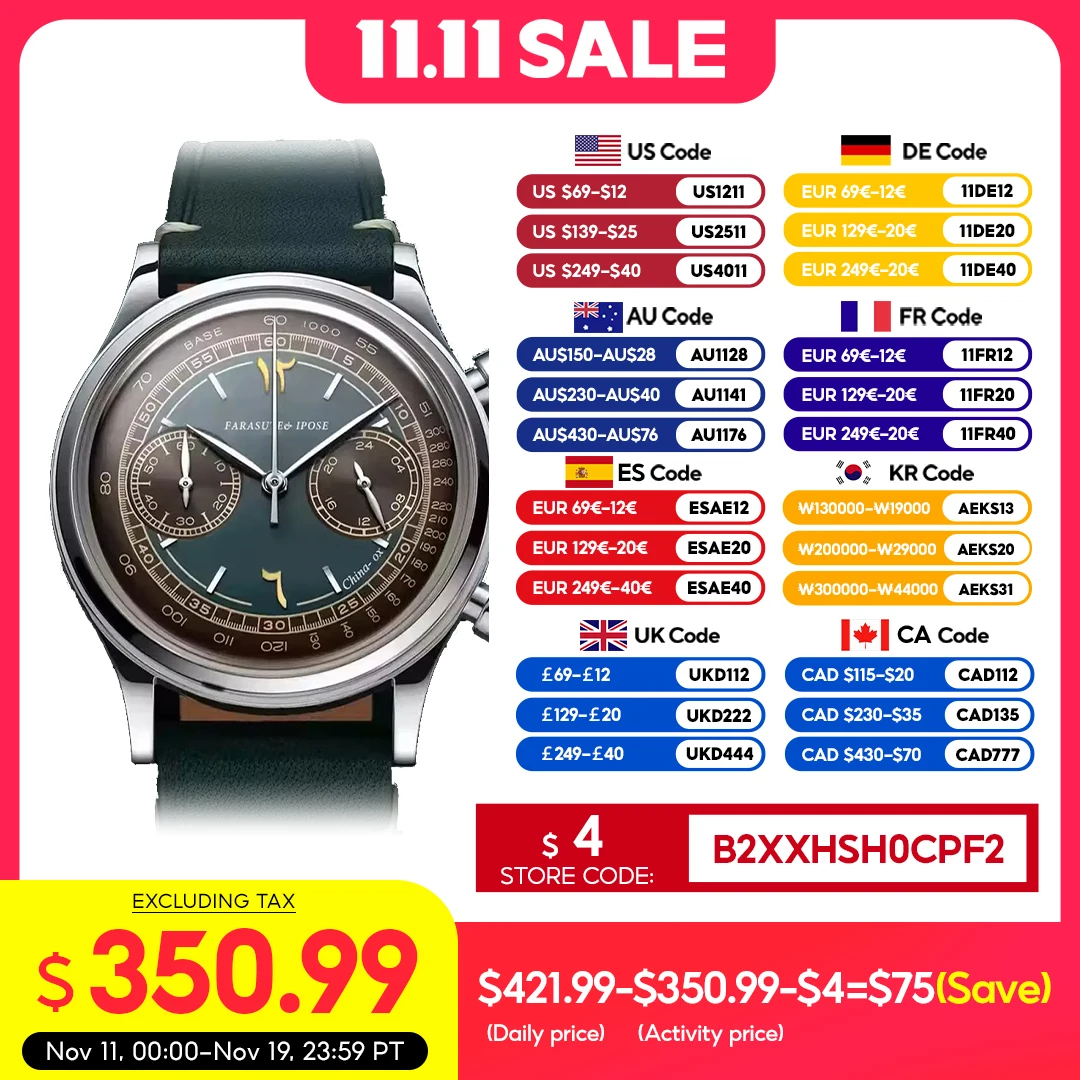 

FARASUTE Retro Japan VK64 Quartz Movement Chronograph Wristwatch For Male Fashion Sapphire Sports Watches Men Clock reloj hombre