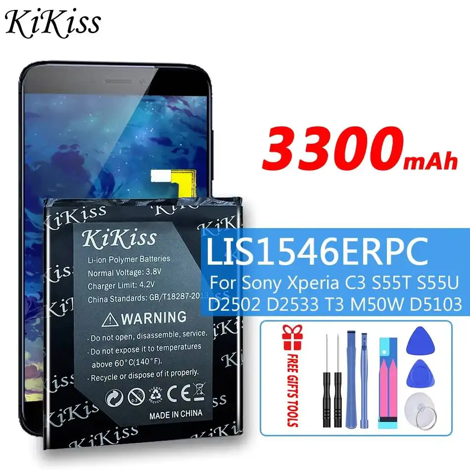 

Высокоэффективный аккумулятор 3300 мАч с длительным сроком службы для мобильных телефонов Sony Xperia C3 S55T S55U D2502 D2533 T3 M50W D5103 LIS1546ERPC