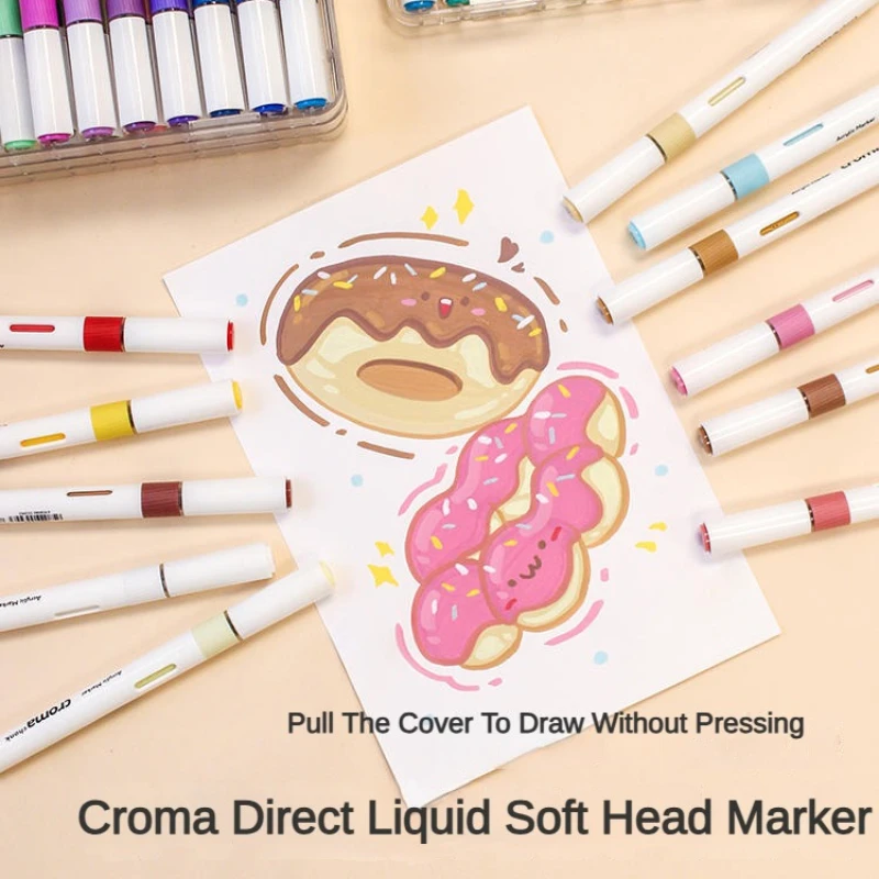 Croma 24/48 Colors Acrylic Paint Marker Drawing Oily Alcohol Based Marker Graffiti manga School Office Stationery Art Supplies