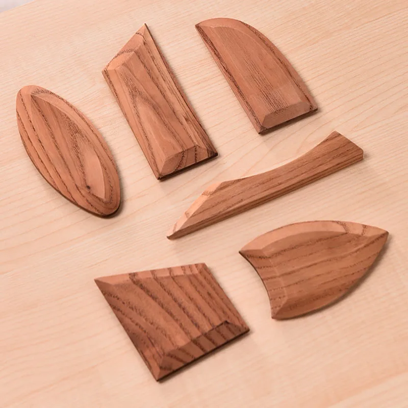 Pottery Tools Toona Wood Spatula 6 Piece Set of Wooden Knives Handmade Clay Sculpture Casting Repair Carving Supplies