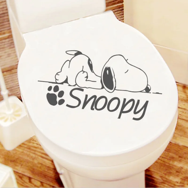 Snoopy Cartoon Animação Decoração Adesivo, Criativo Padrão De Cão Bonito, Assento Sanitário Impermeável Transparente, Periférico