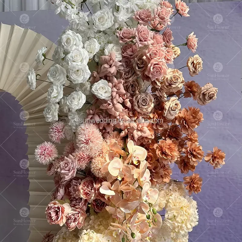 Sunwedding Hanging Metal Frame Silk Flower Arch with Customized Color for Wedding Decoration