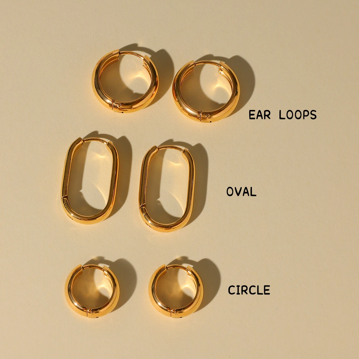

AIKOER Simple Classic 18K Gold Color Plated Stainless Steel Earrings with Small and Medium Lines Women's Accessories Party Gifts