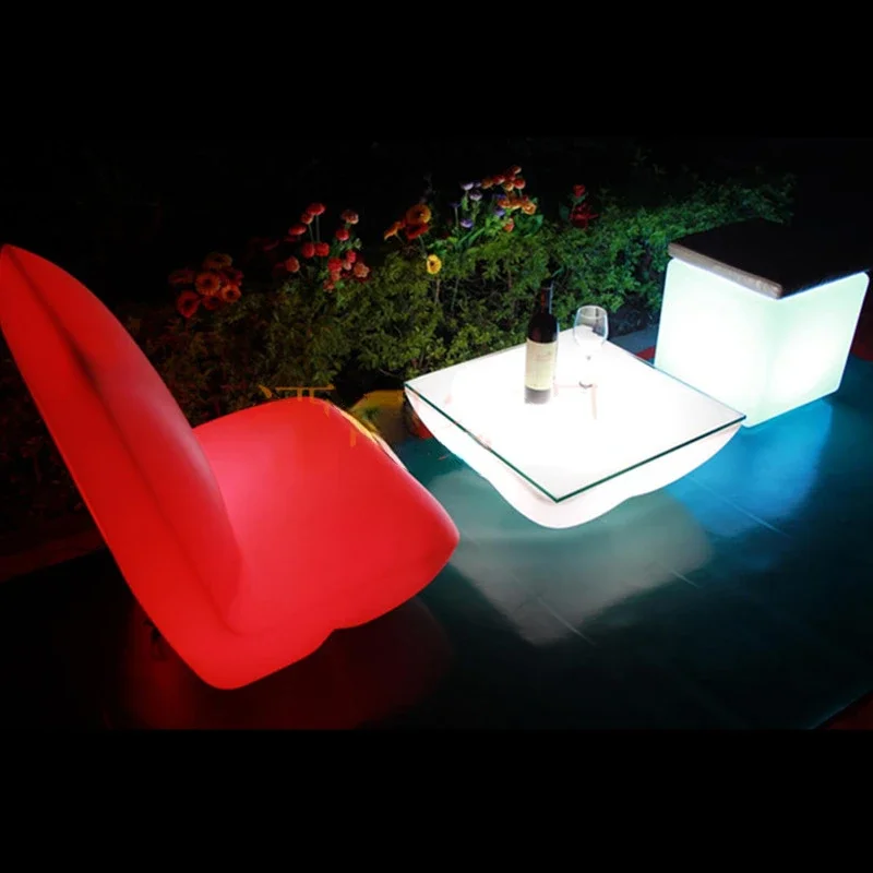 Bar Club Luminous Table and Chair Outdoor Waterproof Led Stool Colorful Cool Arm Chair