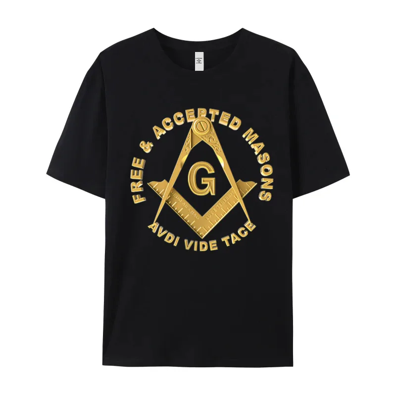 Masonic F AM Masons Square T-shirts Short Sleeve Print Special Male Father Day Tops Tees Print T Shirt Round Collar 100% Cotton