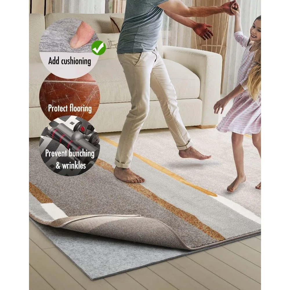 Non Slip Rug Pad Gripper-9x12 Feet 1/4” Extra Thick Felt Under Rug for Area Rugs,Super Cushioned Carpet Padding for Living room