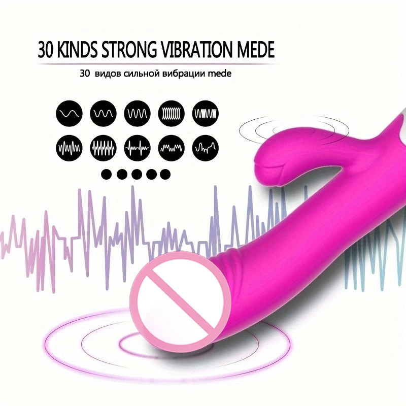 30 Speed G-Spot Dildo Rabbit Vibrator, Dual Vibration Silicone Waterproof Female Vagina Clitoris Anal Massager Sex Toys, Anal Wa