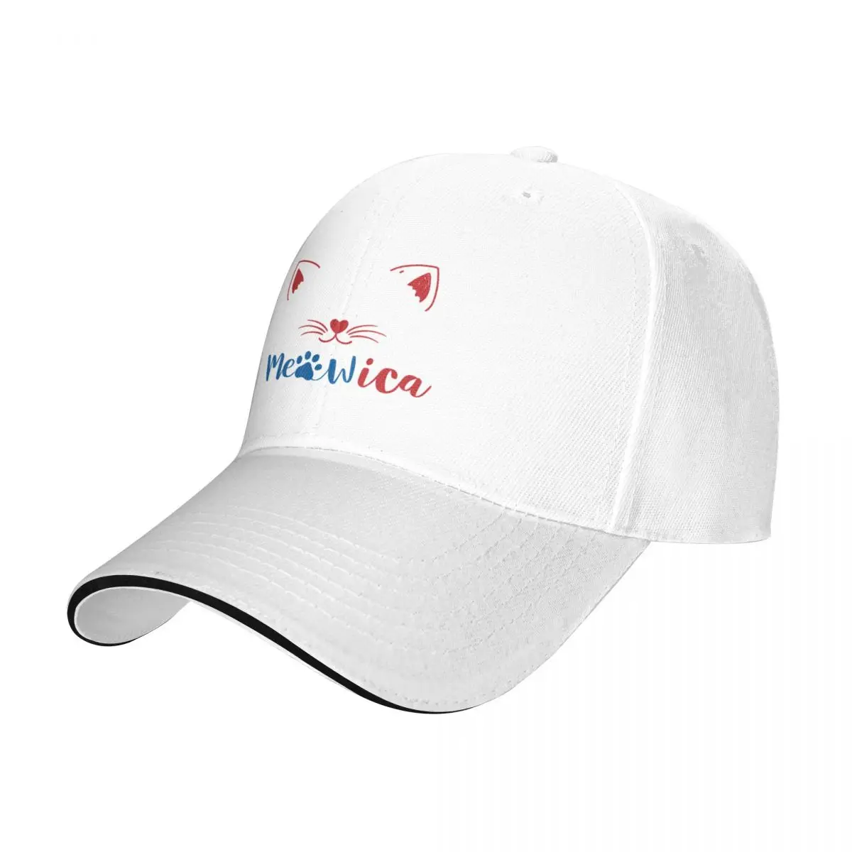 

meowica,face cat 4th july Cap Baseball Cap uv protection solar hat luxury woman hat Men's