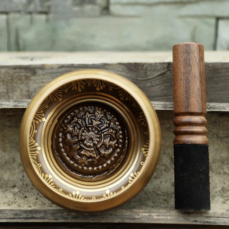 Nepal Handmade Singing Bowl Buddha Tibetan Brass Bowls Singing Retro Sound Meditation Bowl Yoga Meditation Bowls Sound Healing