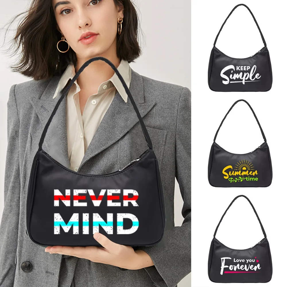 Women's Mini Underarm Bags Fashion Street Handbag Small Bag Phrase Print Pattern Casual Shopping Hobo Shoulder Bags Underarm Bag