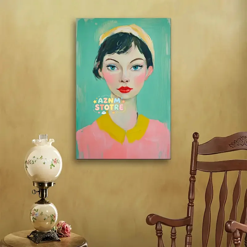 1 Stück Vintage Abstraktes Frauenporträt Ölgemälde Druck Moderne Kunst Wohnzimmer Schlafzimmer Badezimmer Leinwand Wandkunst Dekoration