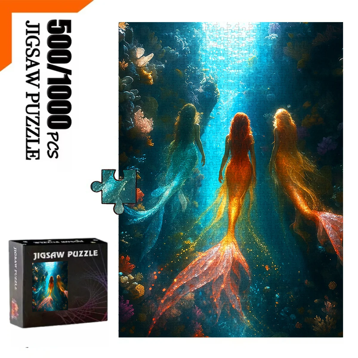 ตัวต่อจิ๊กซอว์ผจญภัยใต้น้ำนางเงือก 500/1000 ชิ้น |   กระดาษแข็งคุณภาพสูง พกพาสะดวก เหมาะสำหรับวันเกิด คริสต์มาส ปีใหม่