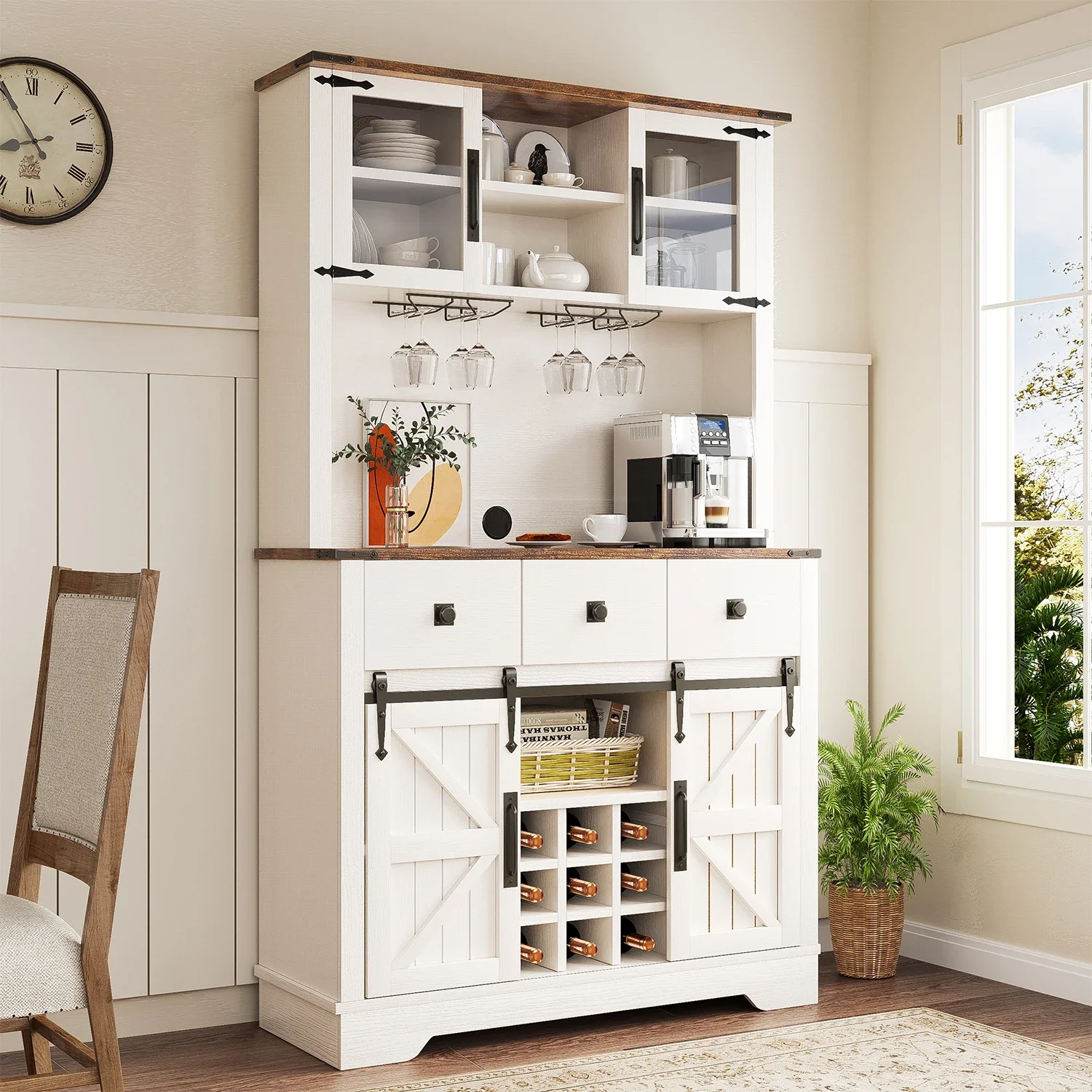 

#Coffee bar Credenza Sideboard Buffet Kitchen Cupboard Kitchen Pantry Food Storage Organizer Basket Pantry Storage Containers