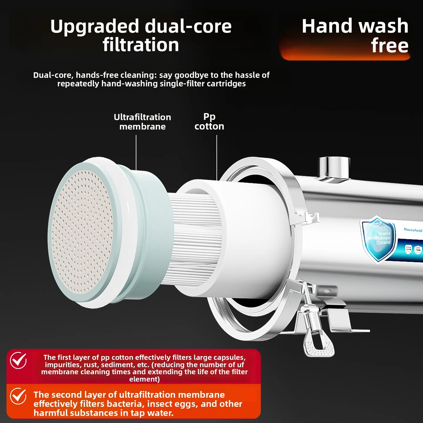 Stainless Steel Household Water Filter Whole House Kitchen Filtration System for Yellow Mud Water Underground Well Tap Water