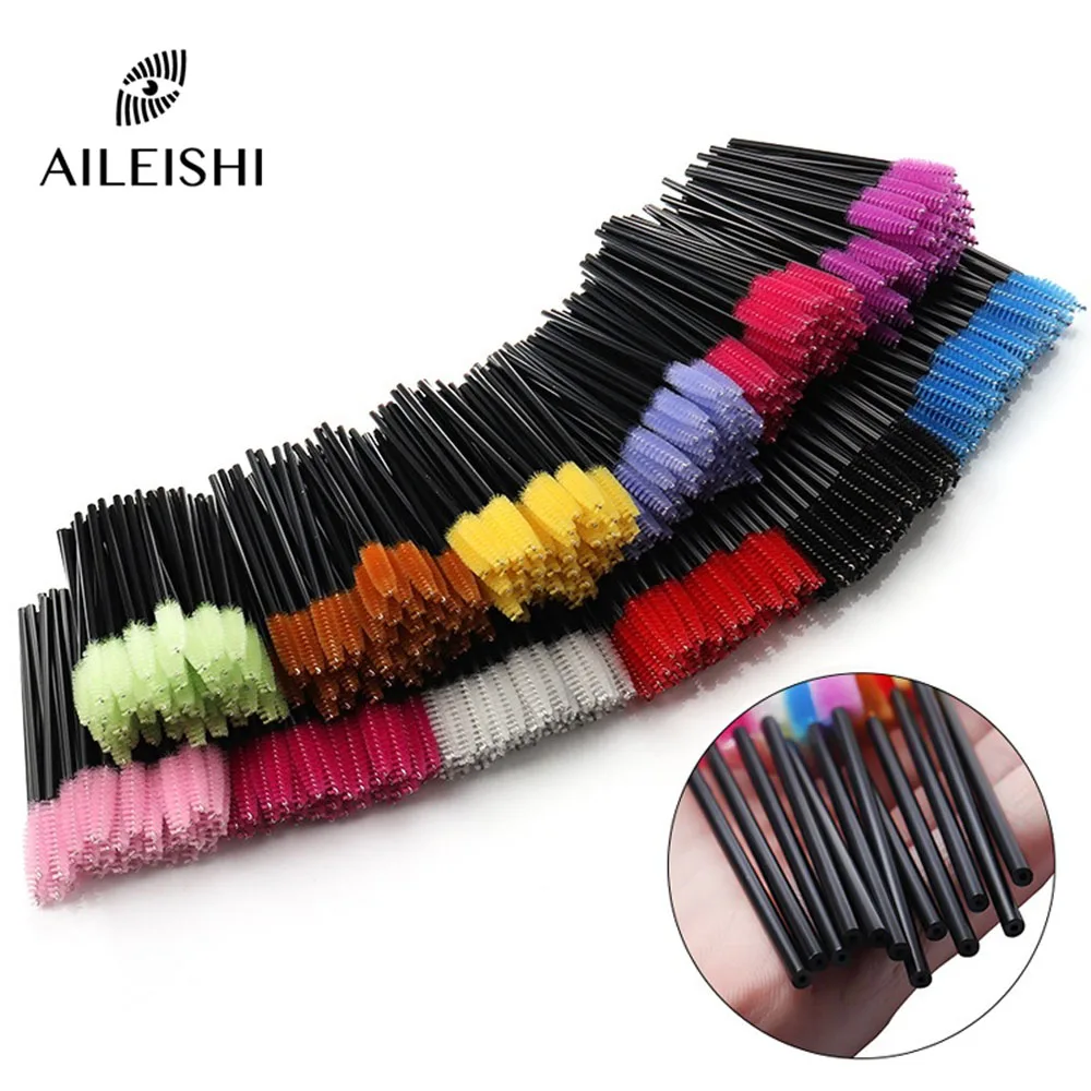 50 PZ Bacchette per mascara Pennelli per trucco Pennello per ciglia nere Riutilizzabile Estensione ciglia finte Forniture Strumento per trucco ciglia finte