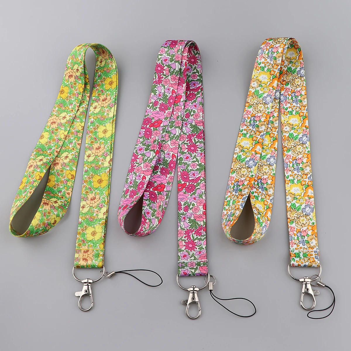 Colorful Flowers Phone Lanyard Neck Strap for Key ID Card Cell Phone Straps for USB Badge Holder DIY Hanging Rope Tether Rope