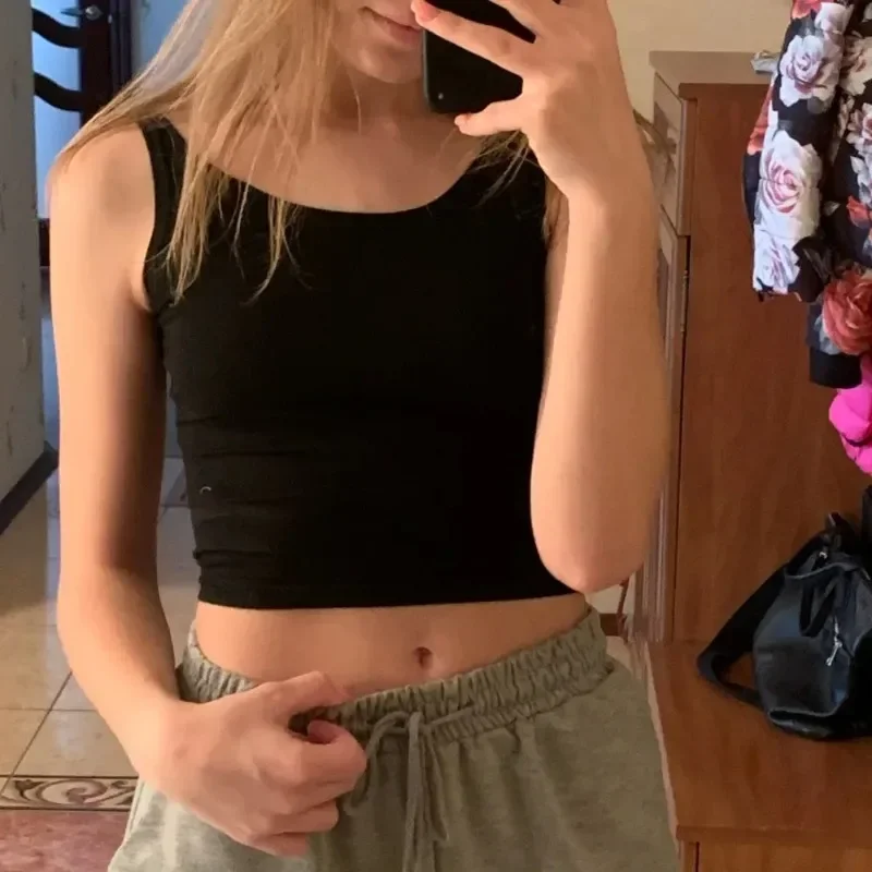 2024 Fashion Women Solid Color Suspender Camisole Tank Top for Women's Short Yoga Sports Crop Top Sleeveless Sexy Slim Fit Tops