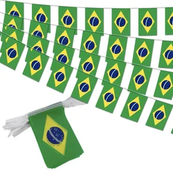 20 / set of Brazil bunting flags 14x21cm square bunting string bunting Holiday party Brazil Flags polyester hanging decoration