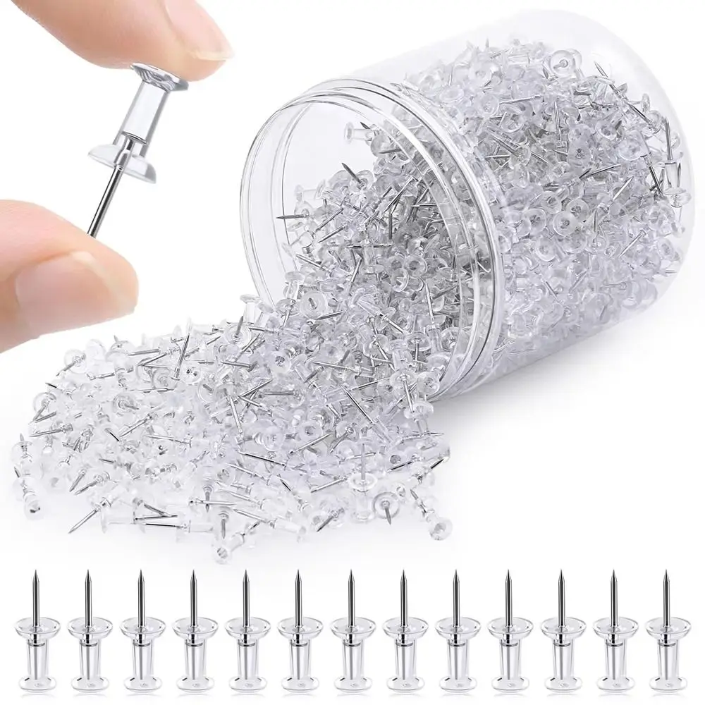 100pcs/box Transparent Transparent Push Pins Steel Reusable Push Pins Tacks Rust Resistant Sharp Point Cork Board Pins