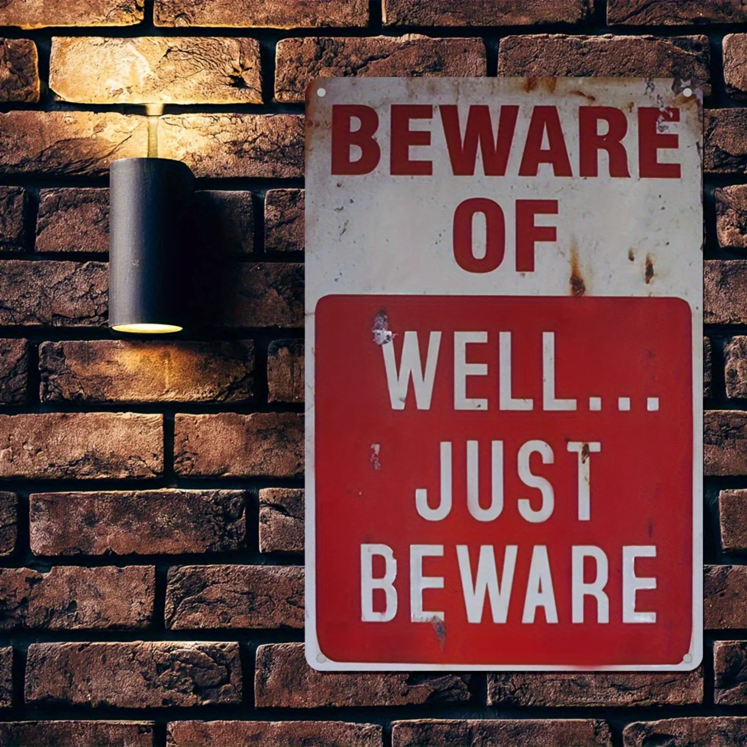 2D Flat, 1-Pack Vintage Metal Wall Sign - Funny Warning Decor with 