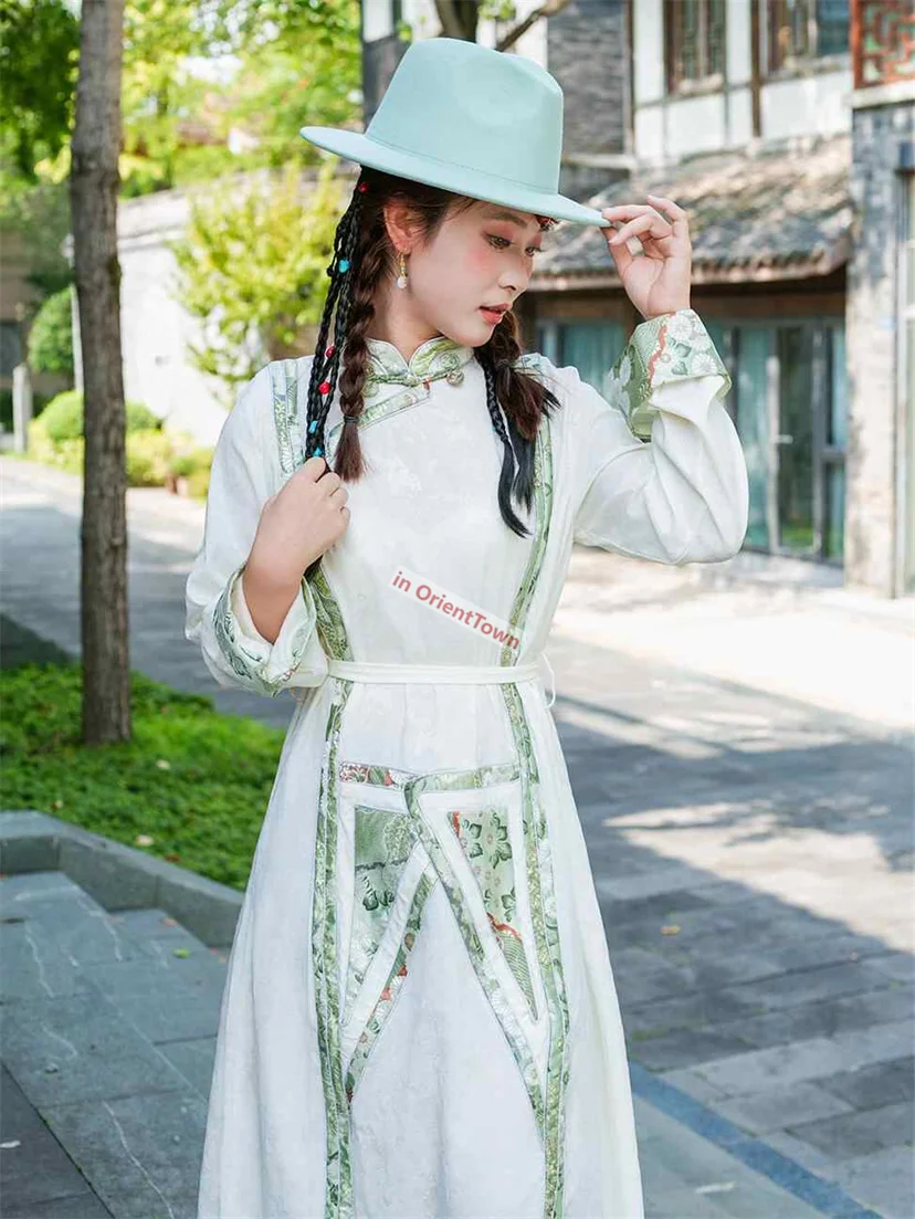 المرأة التبتية الربيع والخريف زهرة نمط لاسا الملابس السفر التصوير التبت رداء اللباس الوطني الصيني الحديث in026