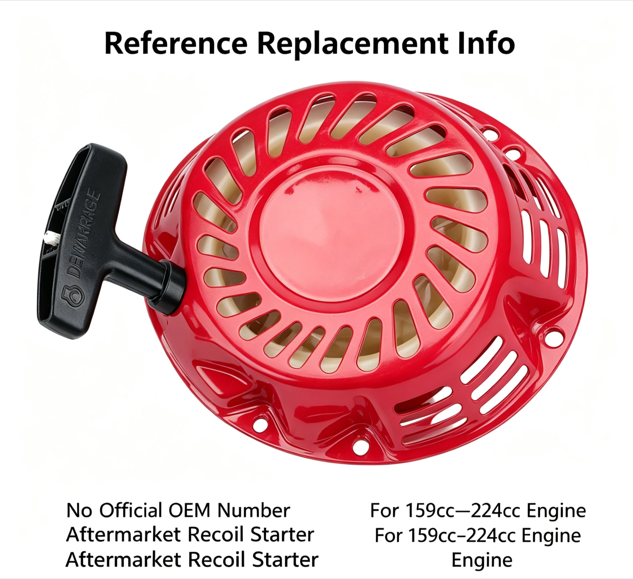 1PCS Predator 212cc Pull Cord Recoil Starter No Brand No OEM Part Number For 3500 4000 Watt Champion Generator Replacement