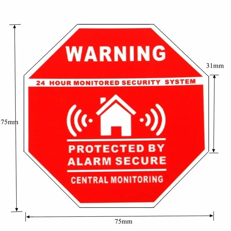 Safurance 1Pcs Home Security Warning Vinyl Sticker Alarm Sign Decal For House Windows Doors Safety Decor Accessories