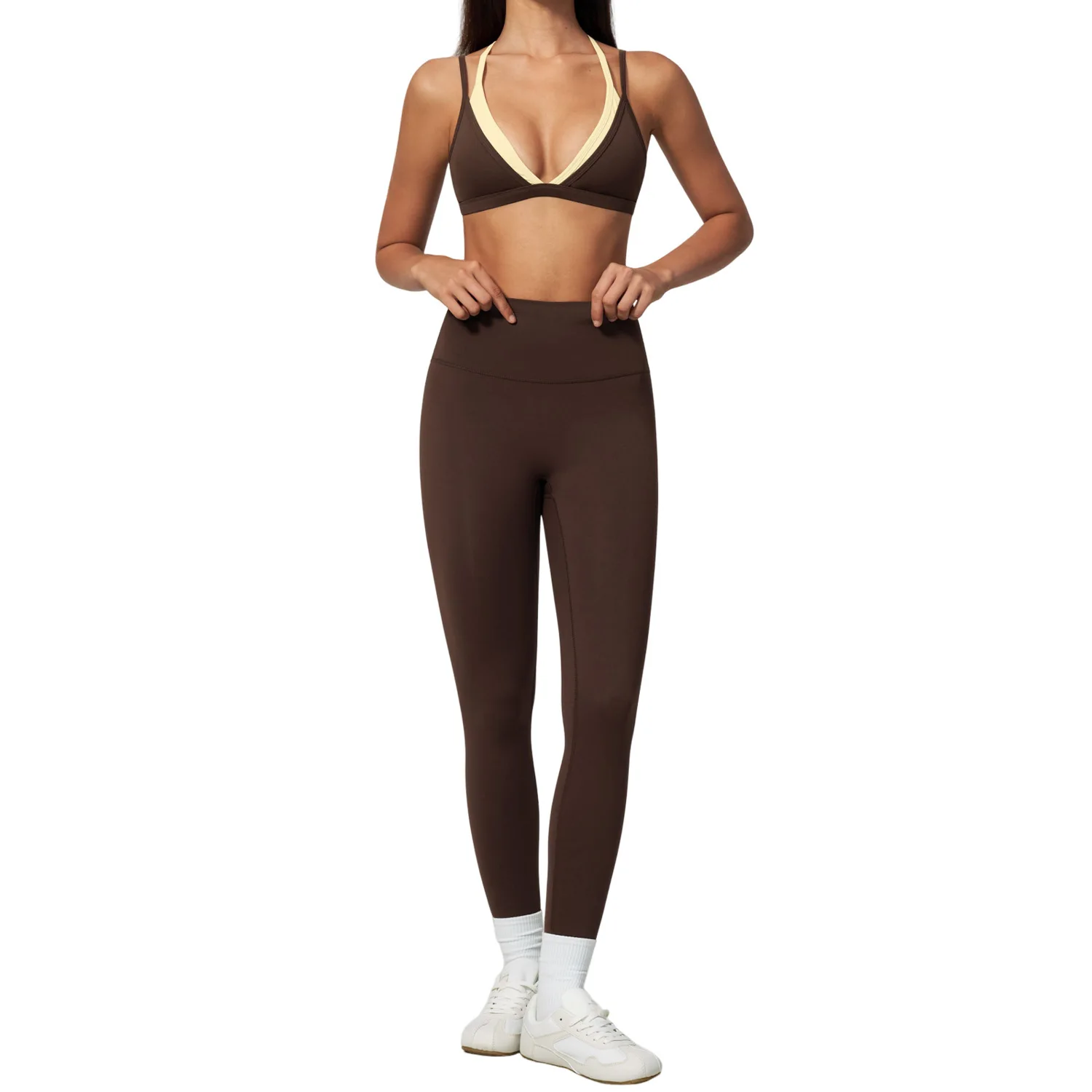 Personalized LOGO Customized Women's Sports Fake Two-piece Thin Shoulder Strap Sports Suit Casual Running Yoga Two-piece Set