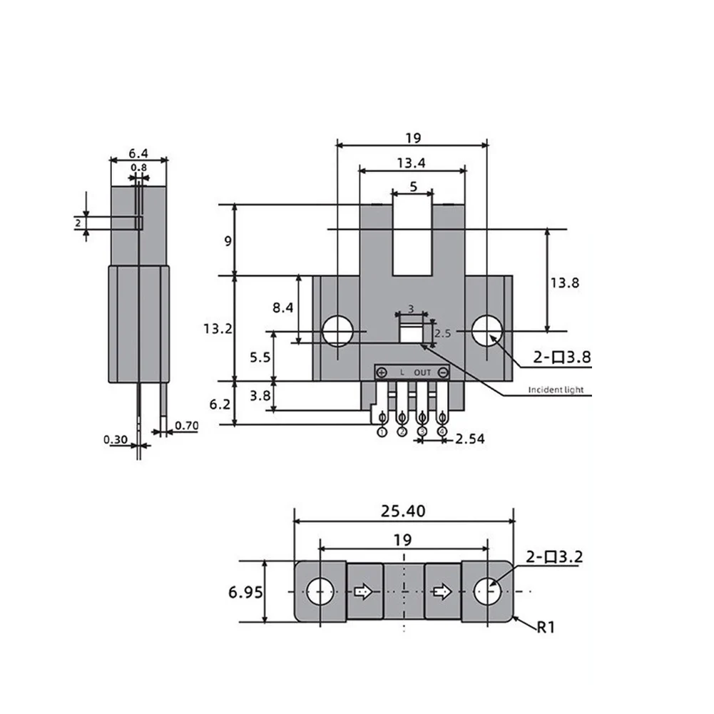 U Shape Photoelectric Limit Switch ABS Housing DC5-24V for For conveyor System Elevator Control and Printing Device