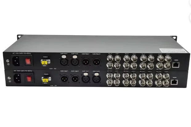 20km 8-Channel 3G SDI Video Input XLR Audio Ethernet Fiber Optic Transceiver Transmitter Receiver for Professional Audio Video T
